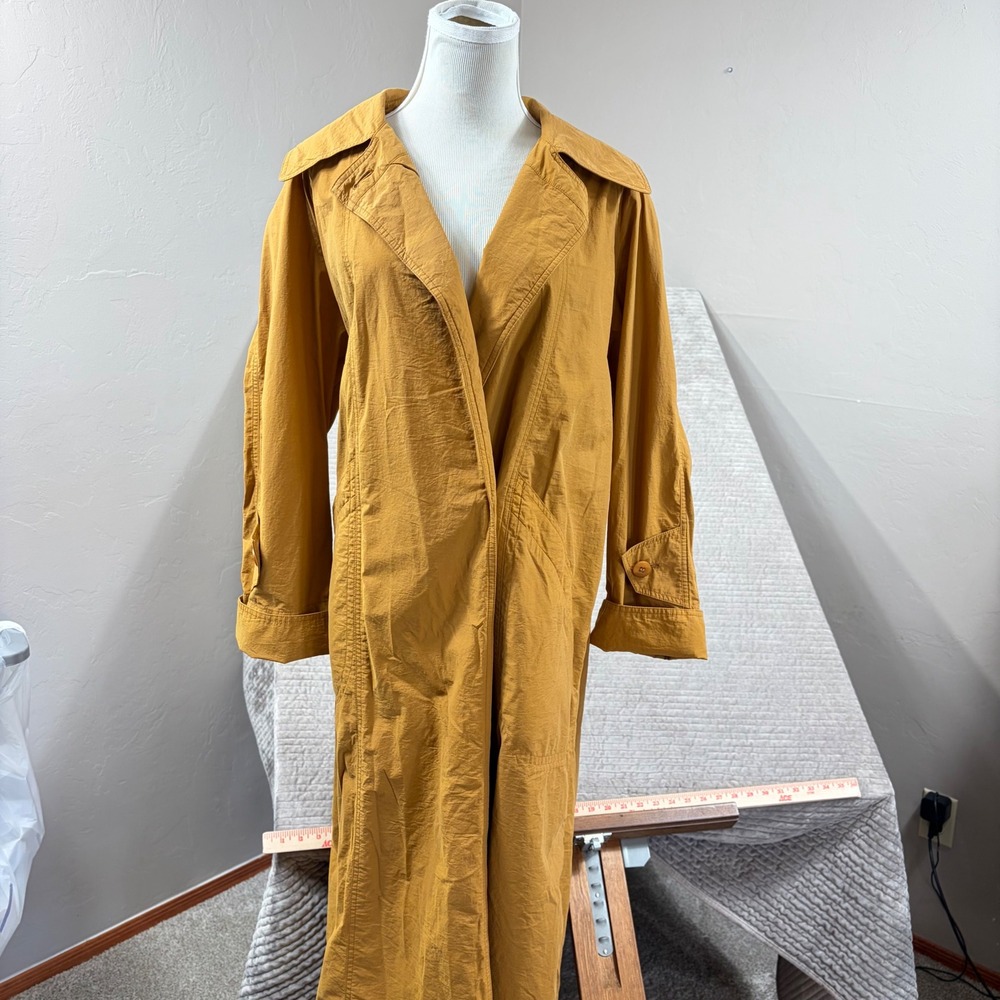 Sanyo Carol Cohen Mustard Yellow Trench Coat Duster Jacket Korea Size 2